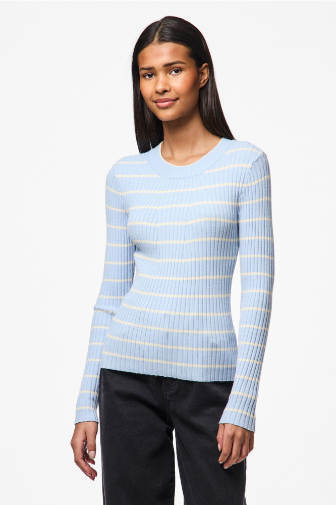 PCCRISTA LS O-NECK KNIT NOOS BC 17115047 CASHMERE BLUE/BIRCH NARR